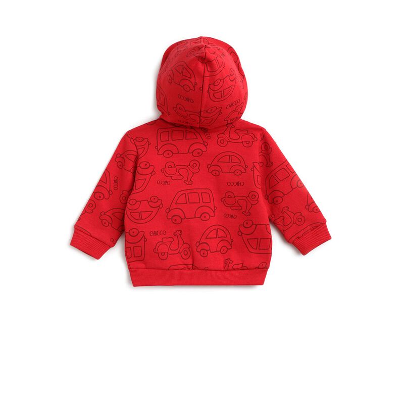 Boys Medium Red Fleece Cardigan  With Hood image number 1